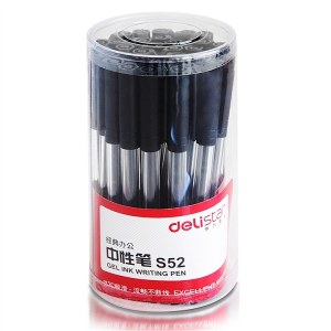 得力 S52 0.5mm中性笔 30支/桶 （单位：桶） 黑